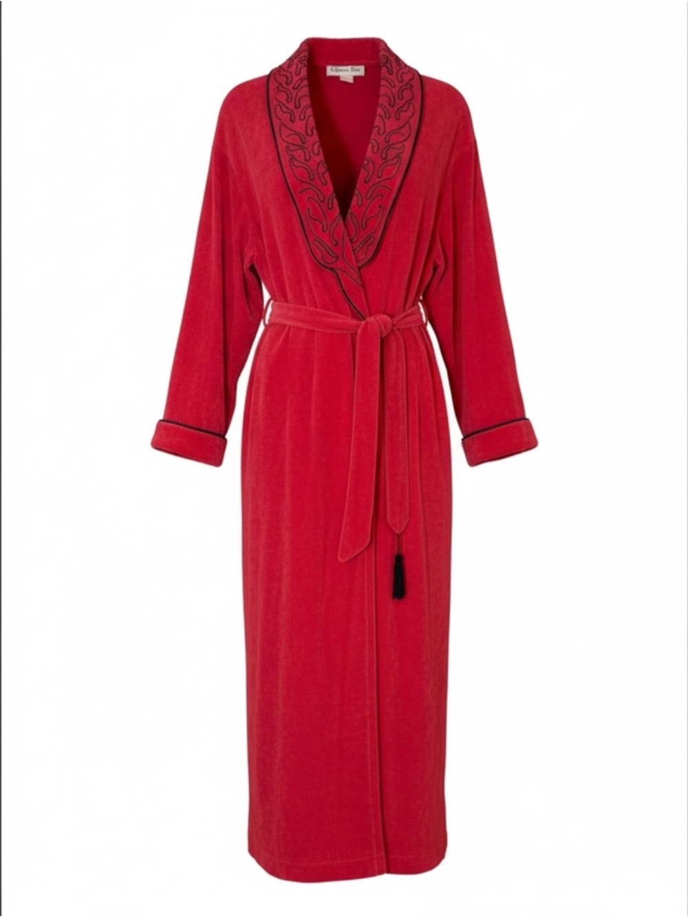 Veg Christian Dior Velvety Robe Contrast Embroidery Hot Pink Black One Size Read